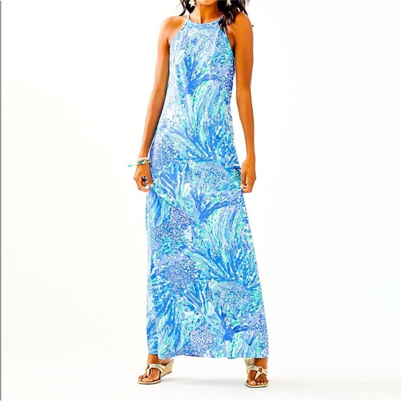Lilly Pulitzer Margot Maxi Dress-Blue Haven Hey Hey Soleil - Picture 3 of 8